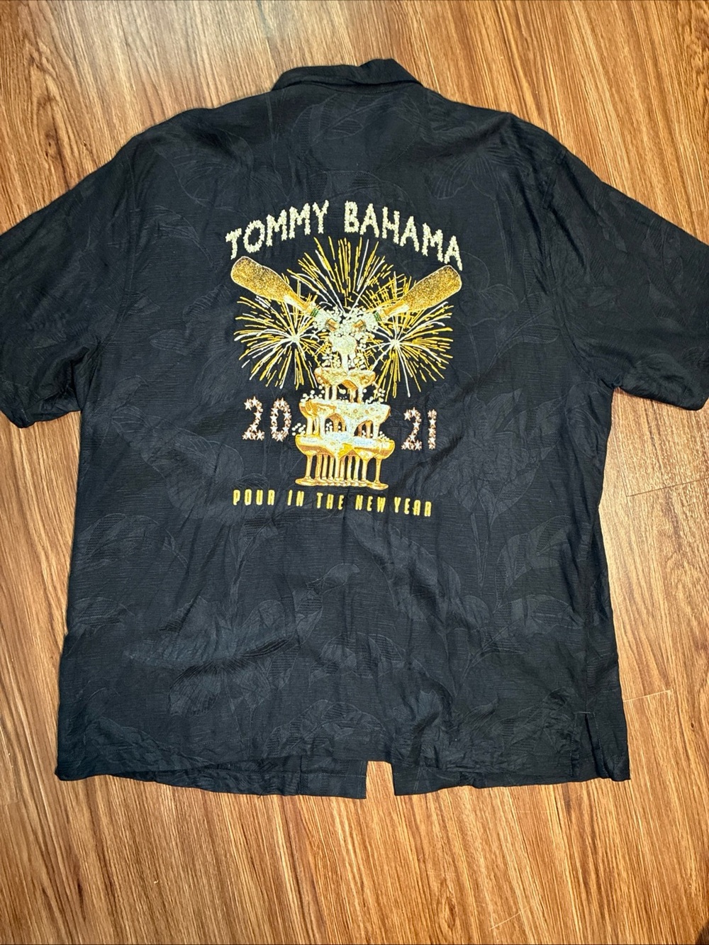 Tommy Bahama Black Shirt with Gold New Year Embroidery